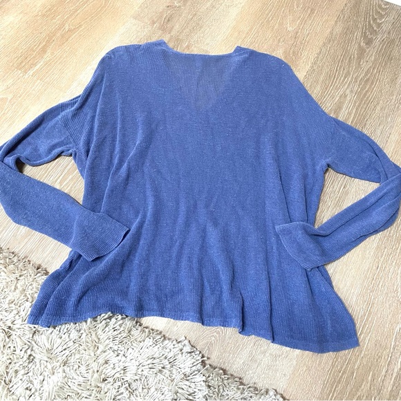 Eileen Fisher Fine Knit Linen Blend V-Neck Sweater blue size medium - Picture 6 of 6